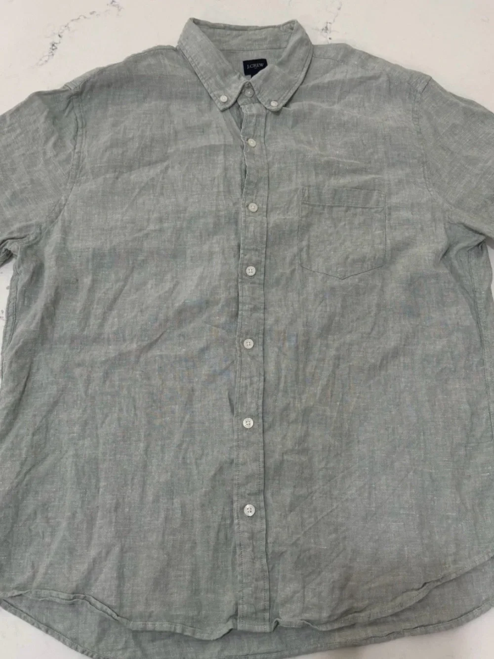 J.Crew Men's Light Sage Green Linen Blend Button Down Shirt Size XL